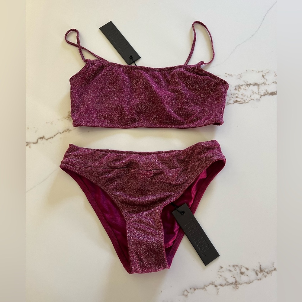 NWT! Triangl Grape Sparkle Swim Top and Bottom